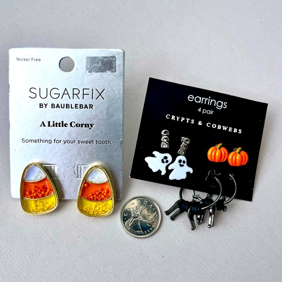 🎃 Halloween earring lot 4 pairs candy corn jacks lanterns ghosts costume - Picture 2 of 7